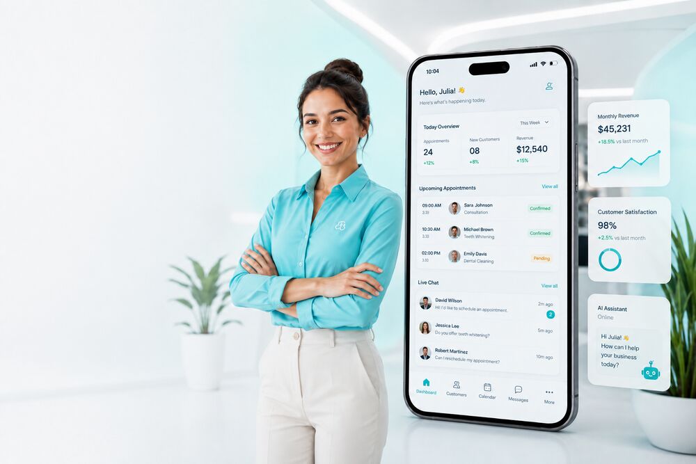 Painel de atendimento com conversas, agenda e IA da clínica